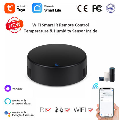Klavexo, Mando a Distancia Universal IR Tuya Wi-Fi con Sensor de Temperatura y Humedad, Control Remoto por App y Voz (Alexa/Google Assistant)
