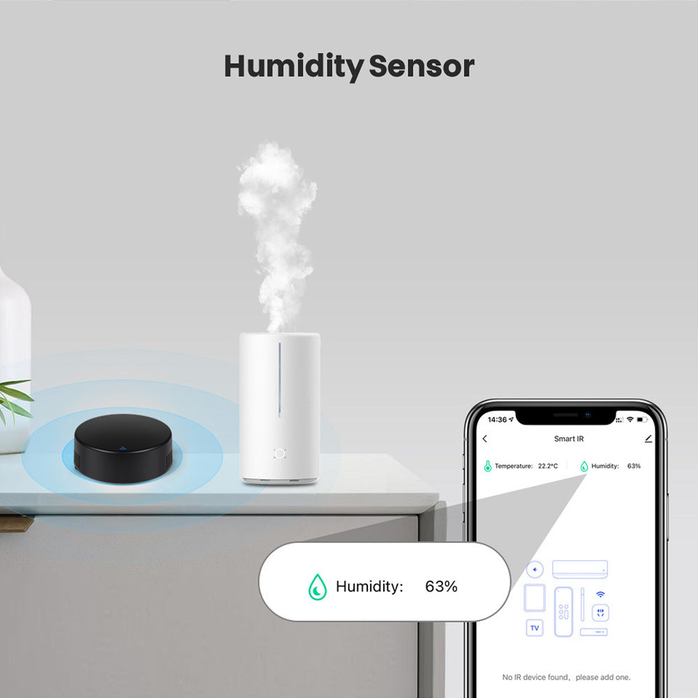 Klavexo, Mando a Distancia Universal IR Tuya Wi-Fi con Sensor de Temperatura y Humedad, Control Remoto por App y Voz (Alexa/Google Assistant)