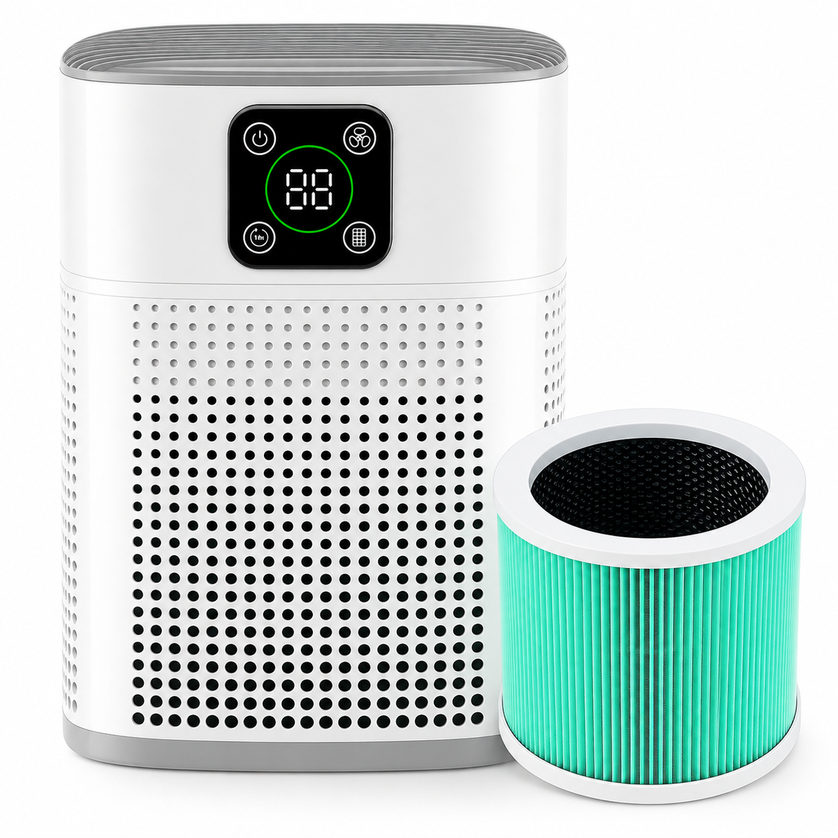 Purificador de Aire Digital Smart Clean, Dispositivo de Filtración Avanzada con Pantalla Inteligente para el Hogar