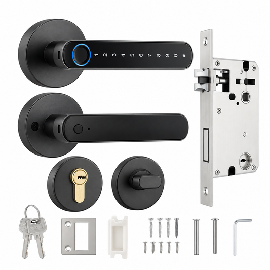 Cerradura Inteligente Bluetooth Tuya con Huella Dactilar, Clave Numérica y Llave Mecánica, para Puertas de Madera y Entrada