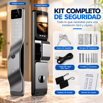 Cerradura Inteligente para Puertas F7 Face Intercom, Reconocimiento Facial 3D, Huella Dactilar