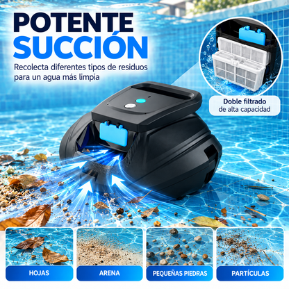 Limpiador de Piscinas Robótico Inalámbrico, Robot Automático con Doble Filtrado y Plástico PC ABS