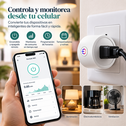 Enchufe Controlado por WiFi con Medidor de Consumo (16A / 20A)