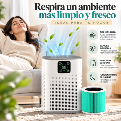Purificador de Aire Digital Smart Clean, Dispositivo de Filtración Avanzada con Pantalla Inteligente para el Hogar