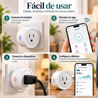 Enchufe Controlado por WiFi con Medidor de Consumo (16A / 20A)