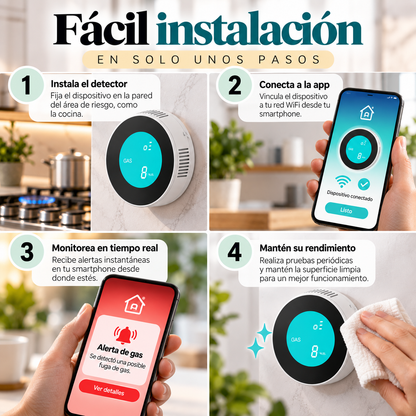 Detector de Fugas de Gas WiFi con Alertas Móviles Remotas