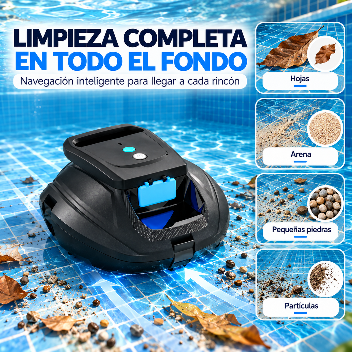 Limpiador de Piscinas Robótico Inalámbrico, Robot Automático con Doble Filtrado y Plástico PC ABS
