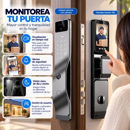 Cerradura Inteligente para Puertas F7 Face Intercom, Reconocimiento Facial 3D, Huella Dactilar