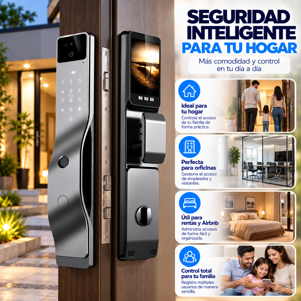 Cerradura Inteligente para Puertas F7 Face Intercom, Reconocimiento Facial 3D, Huella Dactilar