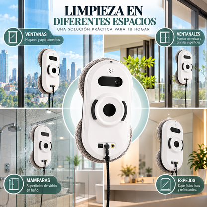 Robot Limpiacristales Inteligente Automático, Limpiador de Ventanas y Cristales con Succión