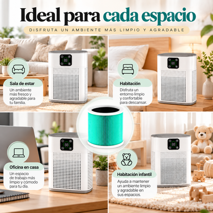 Purificador de Aire Digital Smart Clean, Dispositivo de Filtración Avanzada con Pantalla Inteligente para el Hogar