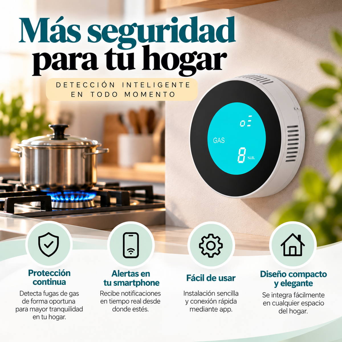 Detector de Fugas de Gas WiFi con Alertas Móviles Remotas