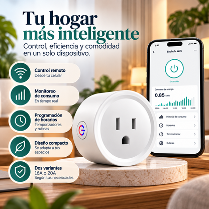 Enchufe Controlado por WiFi con Medidor de Consumo (16A / 20A)