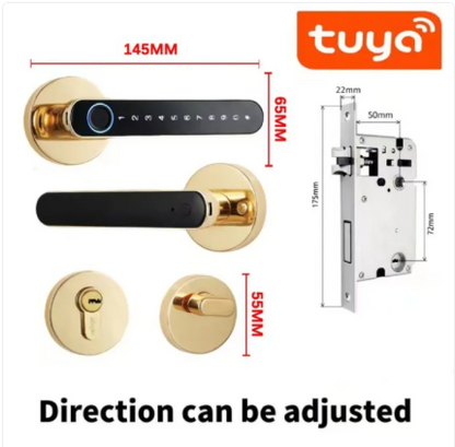 Cerradura Inteligente Bluetooth Tuya con Huella Dactilar, Clave Numérica y Llave Mecánica, para Puertas de Madera y Entrada