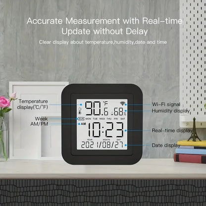 Sensor de Temperatura y Humedad WiFi Inteligente Tuya con Pantalla LCD